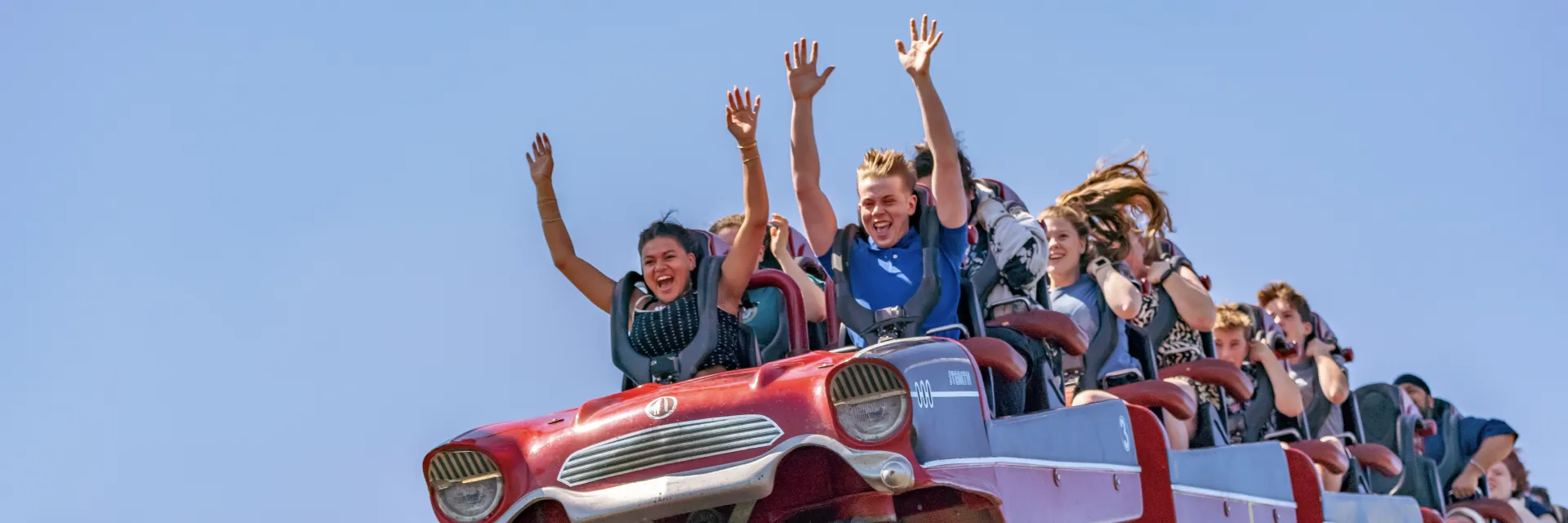 Thorpe Park Stealth rollercoaster People with Hands in The Air