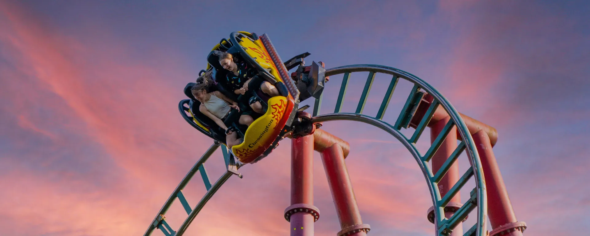 Chessington World of Adventures Dragons Fury Ride Sunset